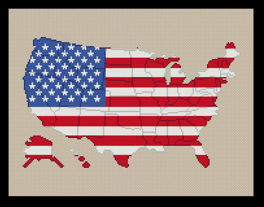 USA Map Flag Cross-stitch, Made-To-Order