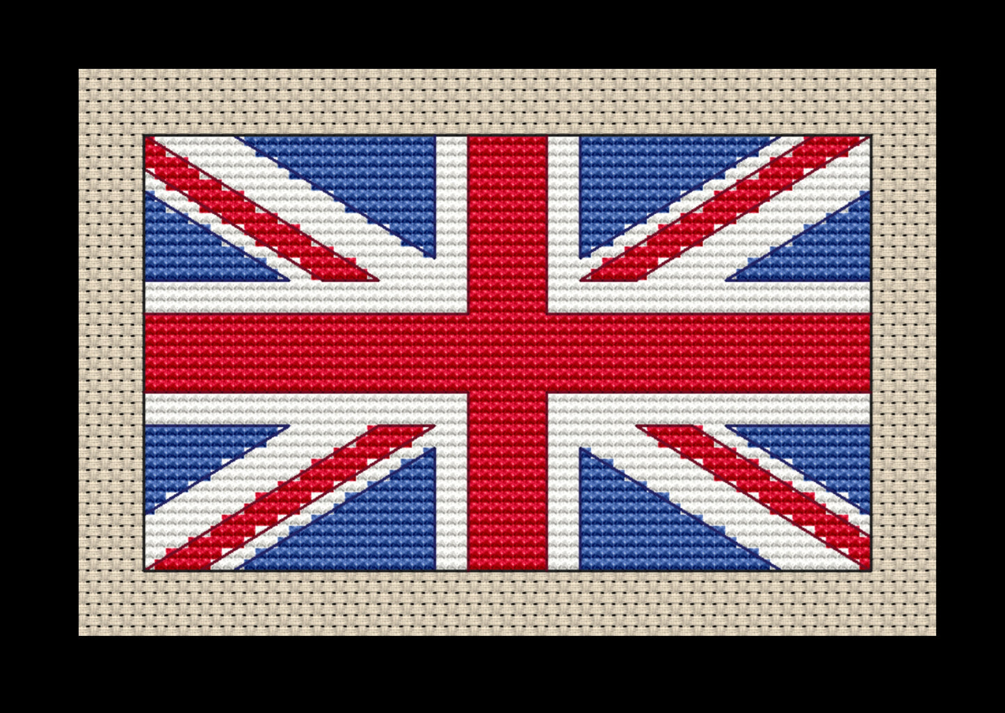 Union Jack (United Kingdom) Flag Cross-stitch, Made-to-Order