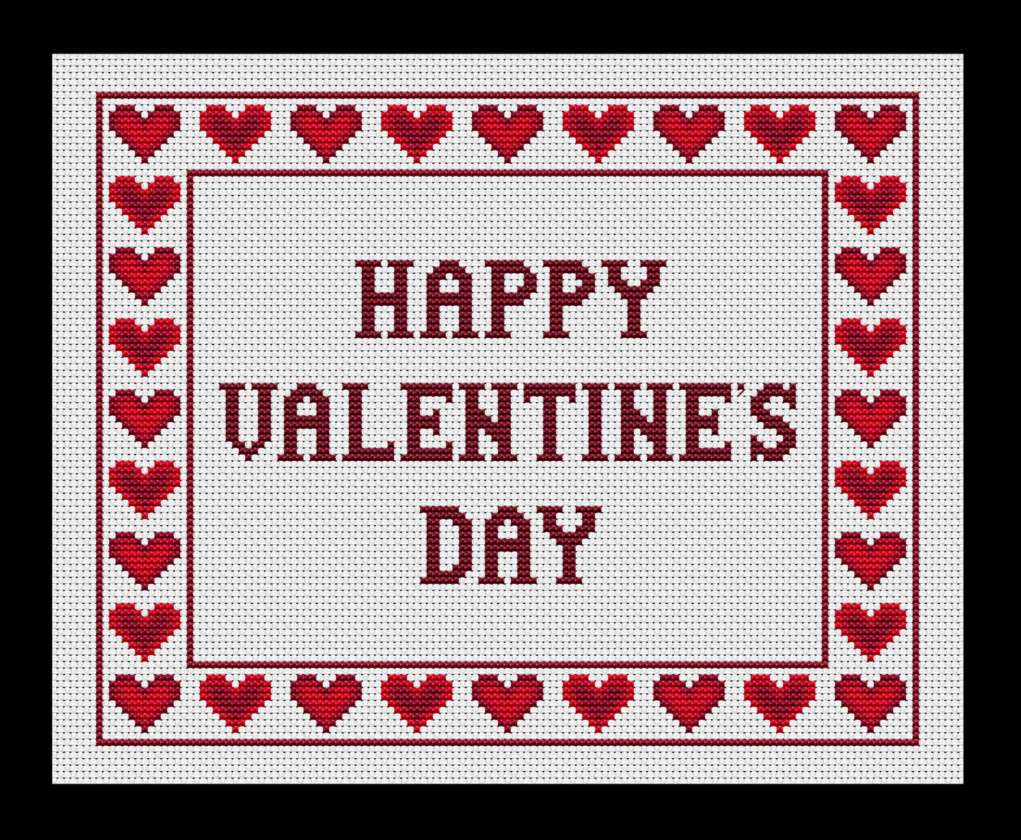 Valentine Hearts Border Cross-stitch, Made-to-Order