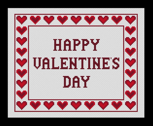 Valentine Hearts Border Cross-stitch, Made-to-Order