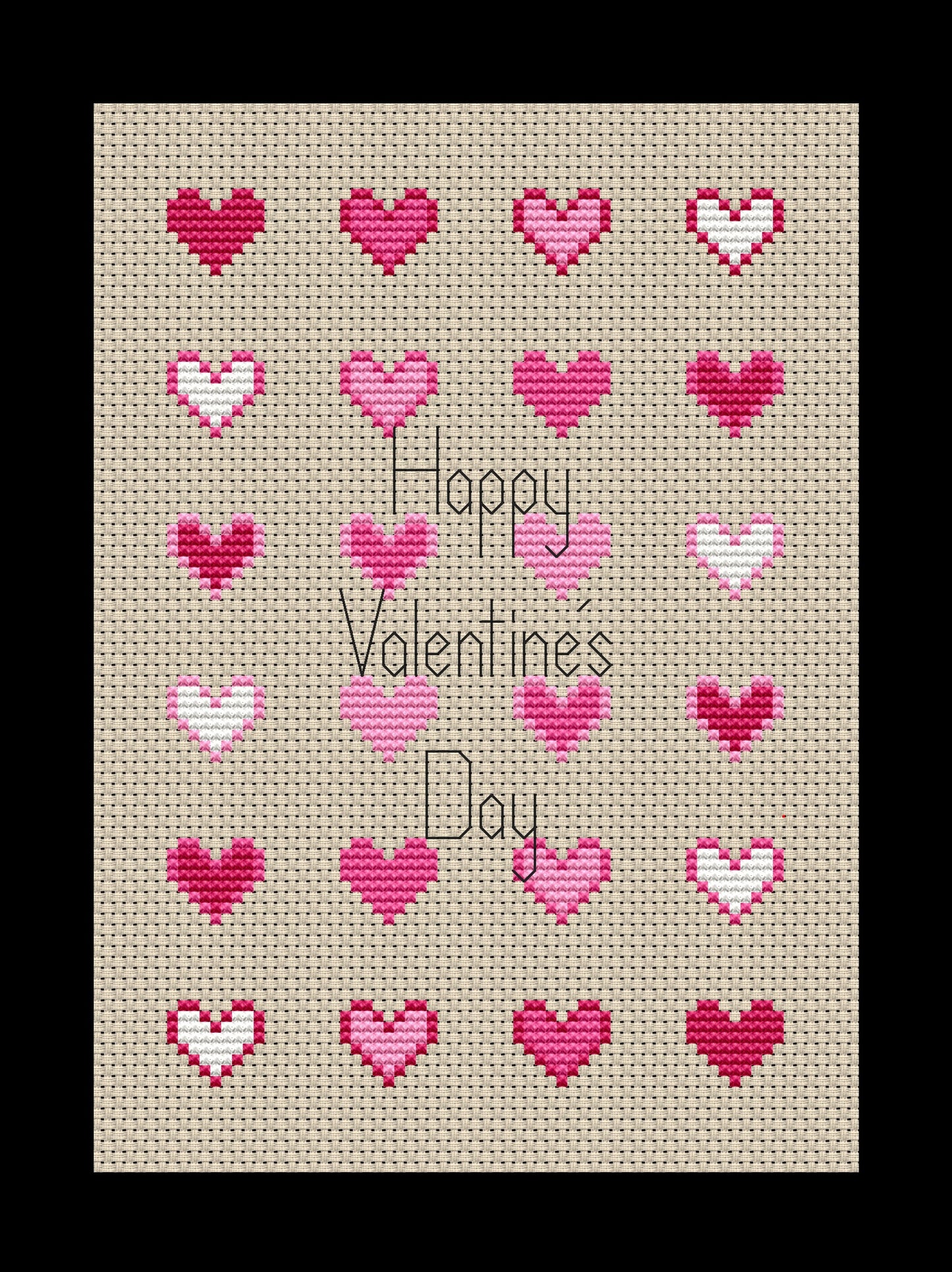 Valentine Hearts Background Cross-stitch, Made-to-Order