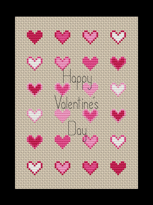 Valentine Hearts Background Cross-stitch, Made-to-Order