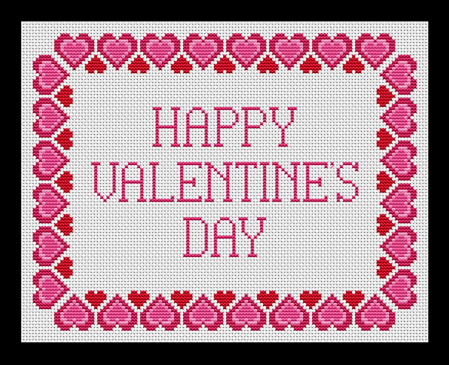 Valentine Layered Hearts Border Cross-stitch, Made-to-Order