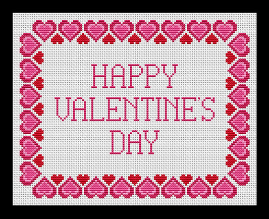Valentine Layered Hearts Border Cross-stitch, Made-to-Order