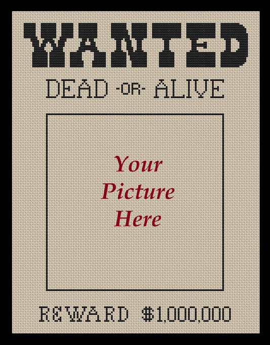Wanted Poster Cross-stitch, Made-to-Order