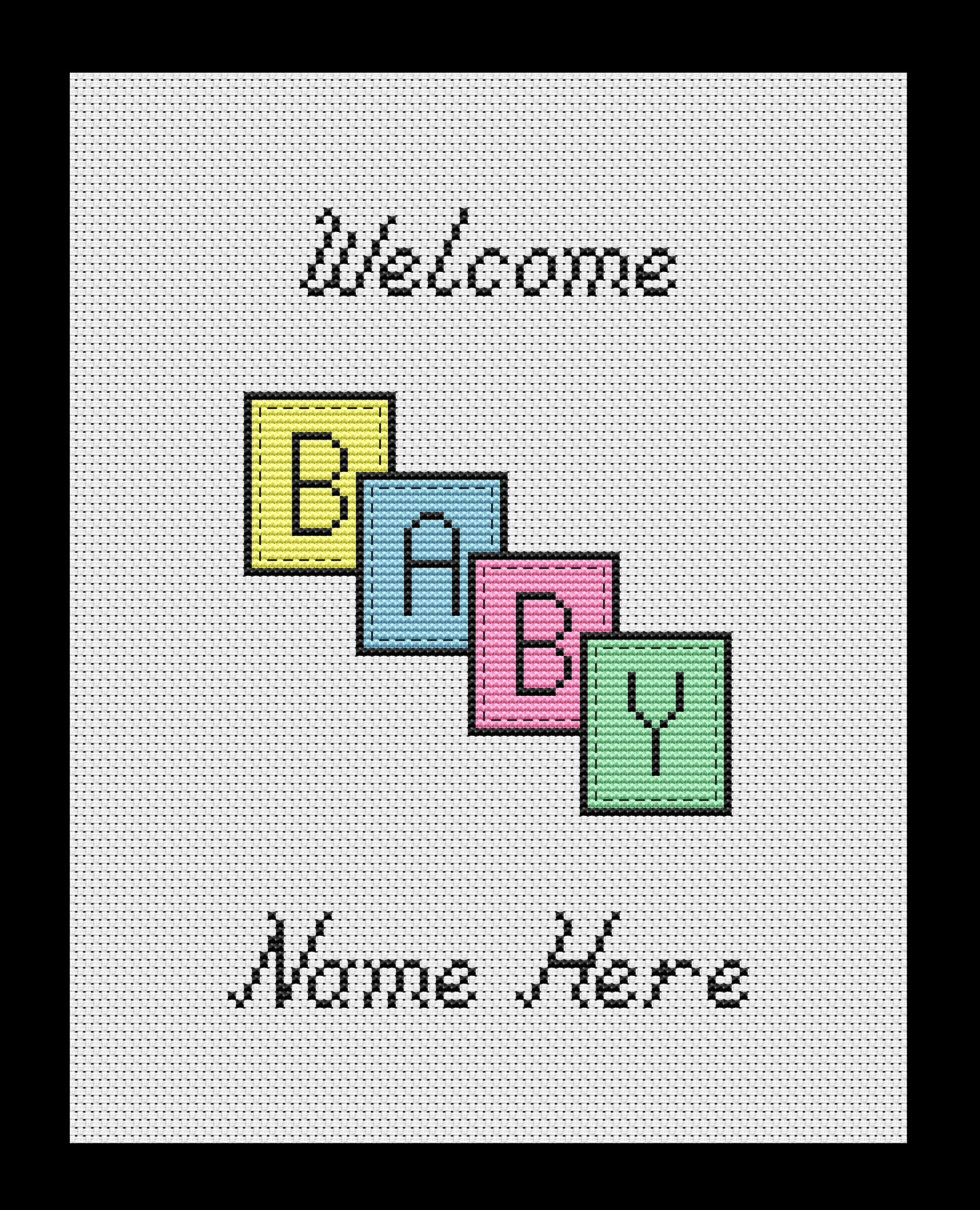 Welcome Baby (Customizable) Cross-stitch, Made-to-Order