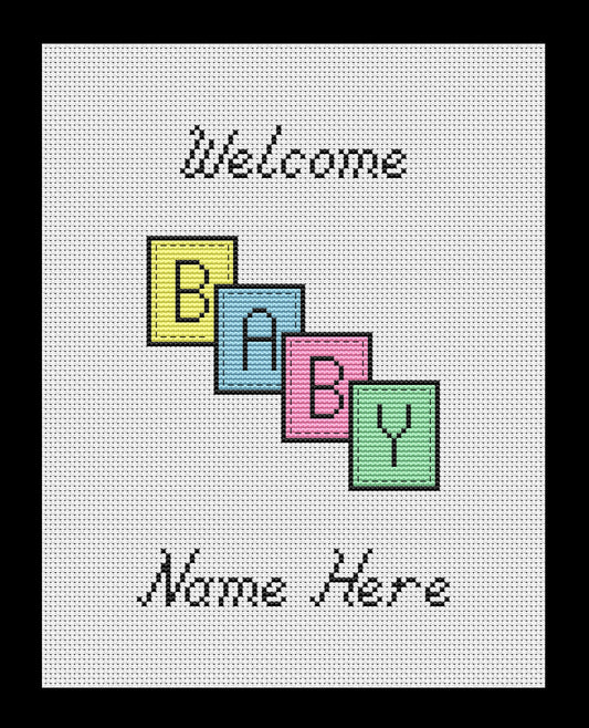 Welcome Baby (Customizable) Cross-stitch, Made-to-Order
