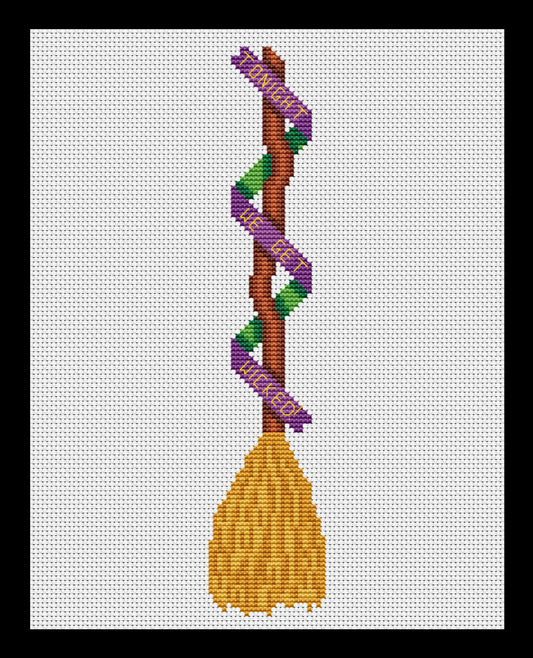 Witch Broomstick Cross-stitch, Made-to-Order