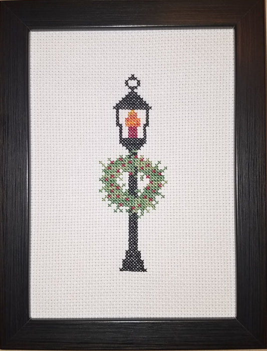 Christmas Lamp Cross-stitch, Ready To Ship